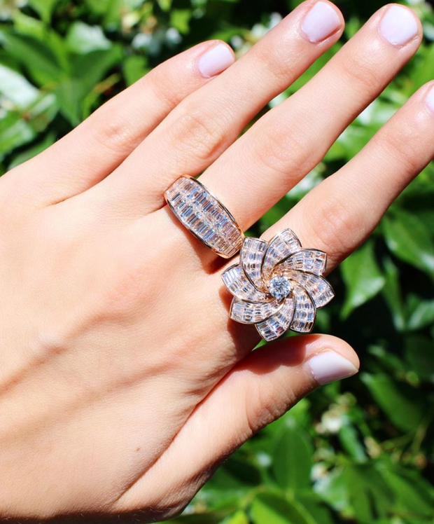 TWO ROW BAGUETTE GALAXY RING