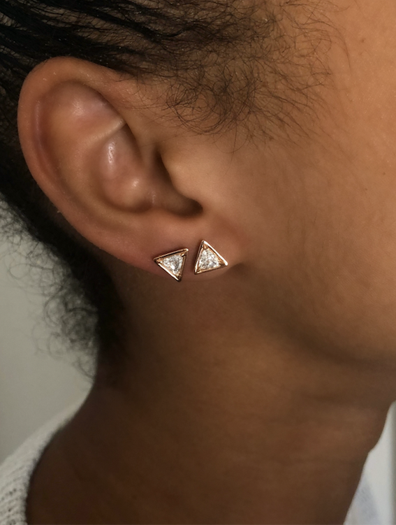 TRIANGLE SHAPED DIAMOND STUD EARRINGS Anita Ko