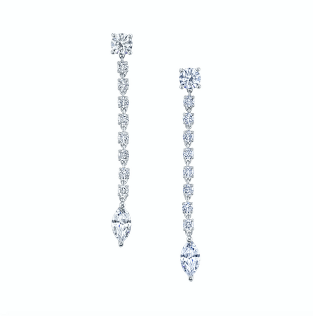 SHORT ROPE DIAMOND EARRINGS WITH MARQUISE DIAMOND DROP