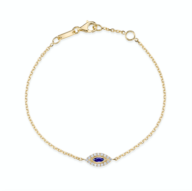 BLUE SAPPHIRE EVIL EYE CHAIN BRACELET