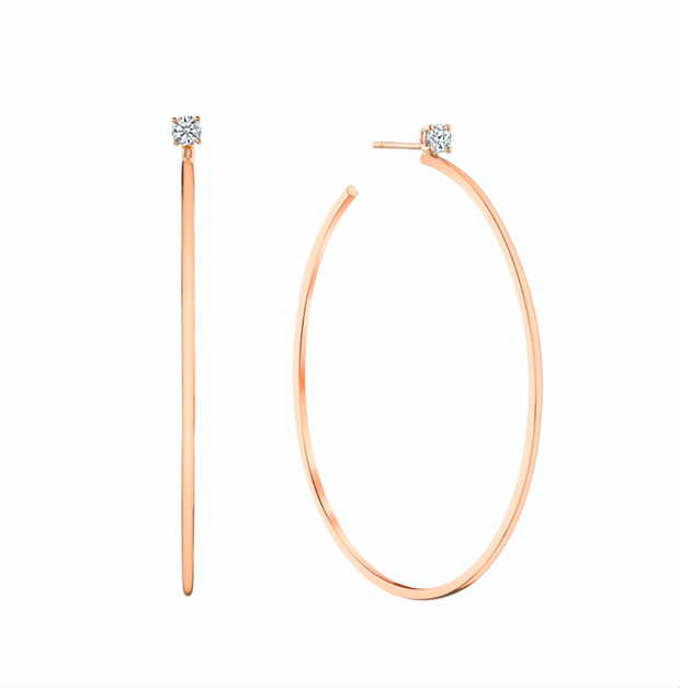 LARGE HOOPS WITH DIAMOND STUDS