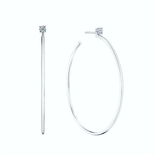 LARGE HOOPS WITH DIAMOND STUDS
