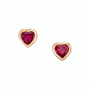 BEZELED HEART RUBY STUDS