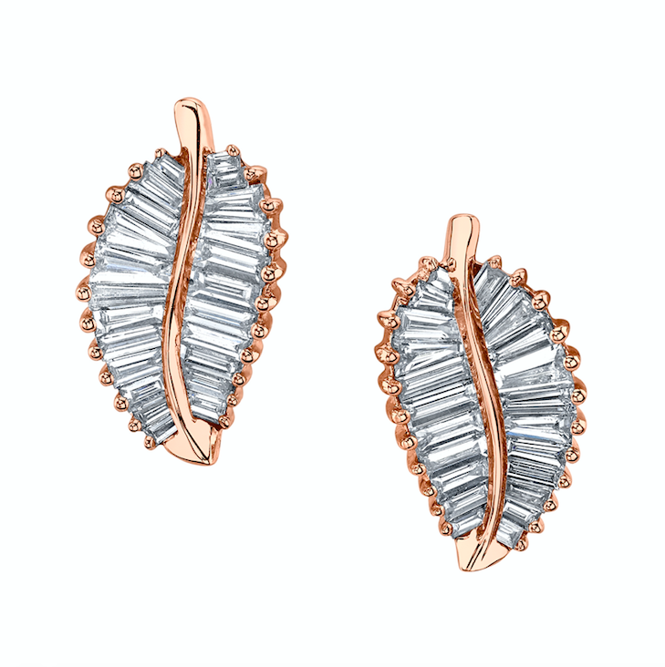 Palm Leaf Diamond Studs