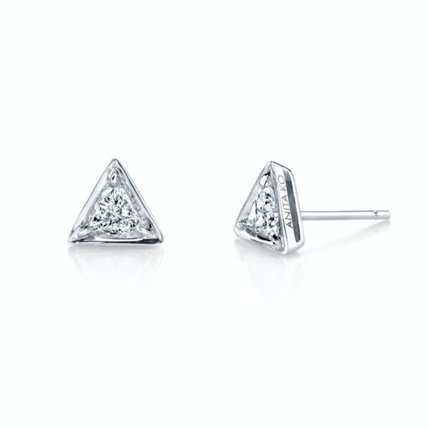 TRIANGLE SHAPED DIAMOND STUD EARRINGS