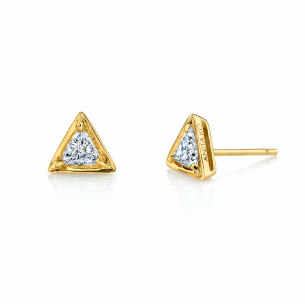 TRIANGLE SHAPED DIAMOND STUD EARRINGS