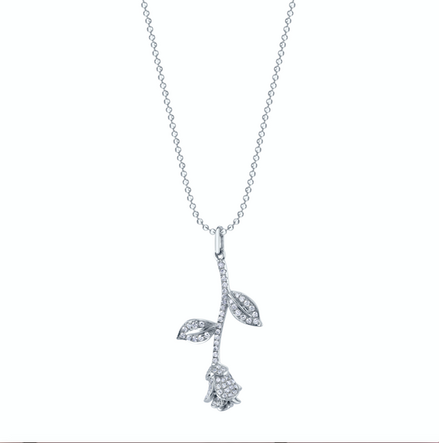 LONG STEM ROSE DIAMOND NECKLACE