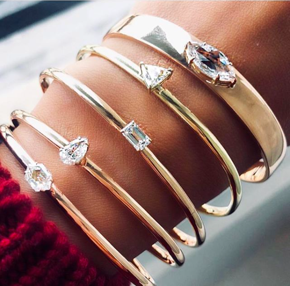 ROSE GOLD STEP CUT HEXAGON DIAMOND CUFF