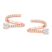 PAVE DIAMOND COIL EARRINGS WITH ROUND DIAMOND ENDS