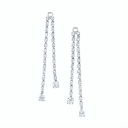 PAIR OF DOUBLE DRAPED DIAMOND ROPE EARRINGS WITH ROUND AND PEAR DIAMOND DROPS
