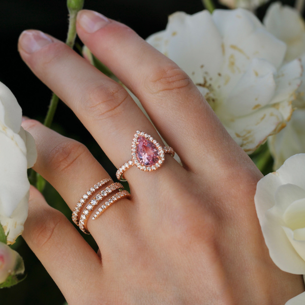 Pink sapphire online pear shaped ring