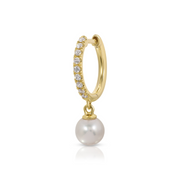 DIAMOND HUGGIE WITH PEARL DROP
