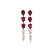 SHORT RUBY AND DIAMOND PEAR DROP EARRINGS