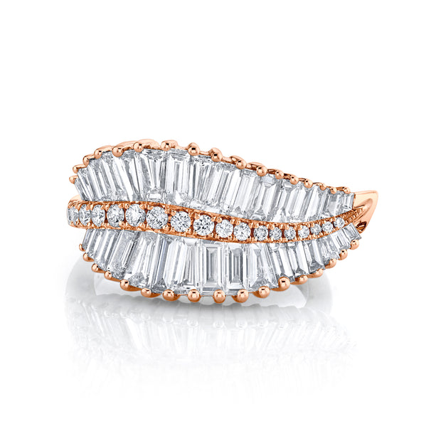 SIDEWAYS PALM LEAF DIAMOND RING