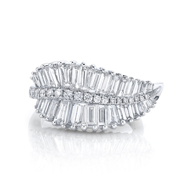 SIDEWAYS PALM LEAF DIAMOND RING