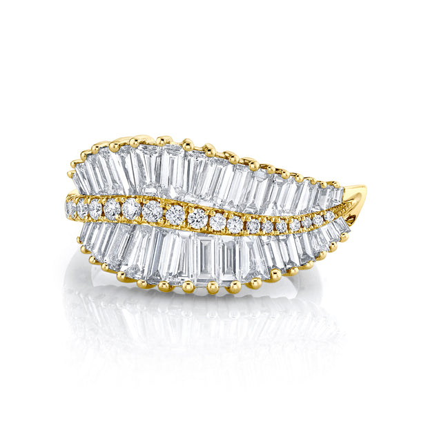 SIDEWAYS PALM LEAF DIAMOND RING