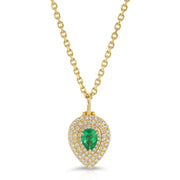 PEAR SHAPED DIAMOND LOULOU LOCKET WITH PEAR SHAPED EMERALD