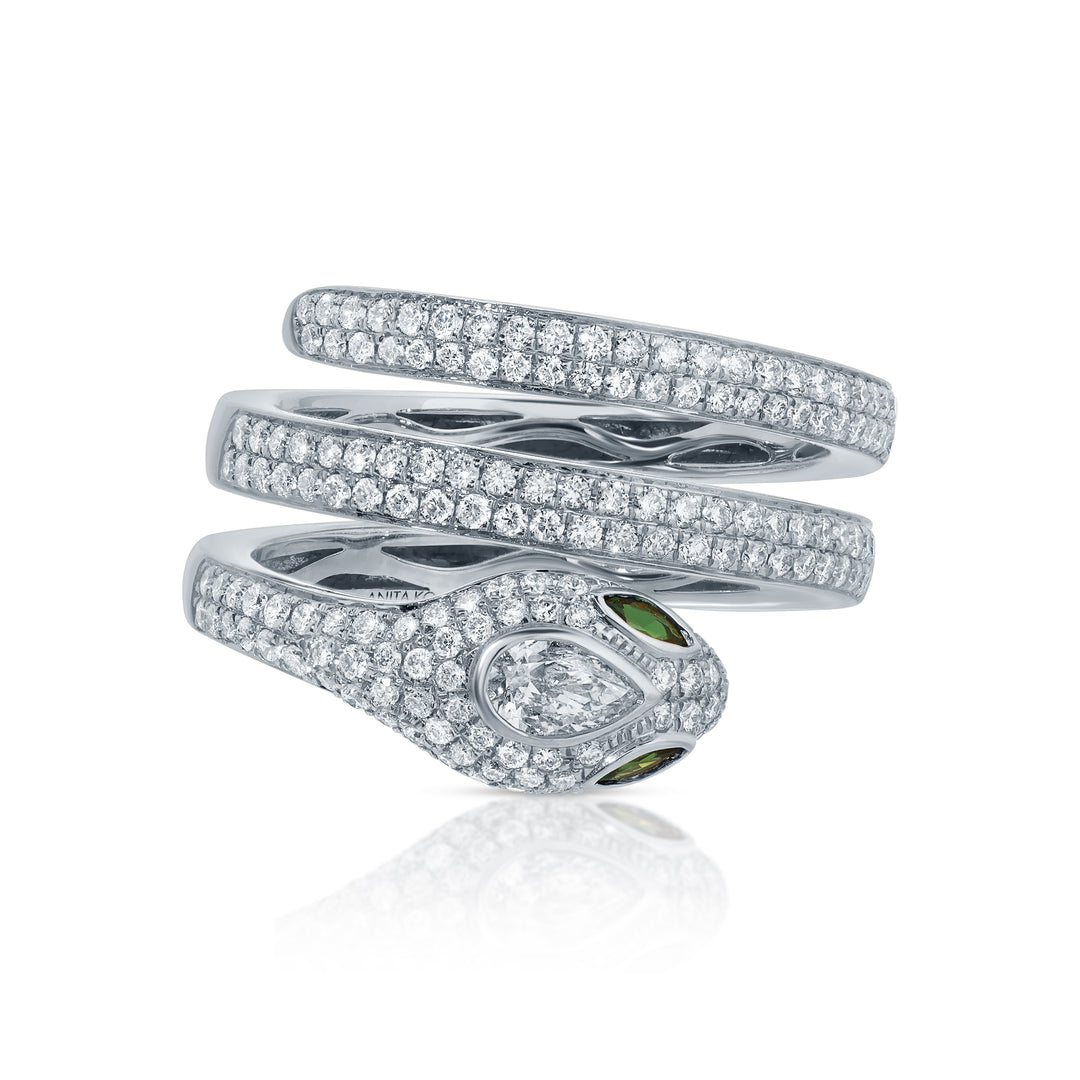 DIAMOND PAVE SNAKE COIL RING – Anita Ko