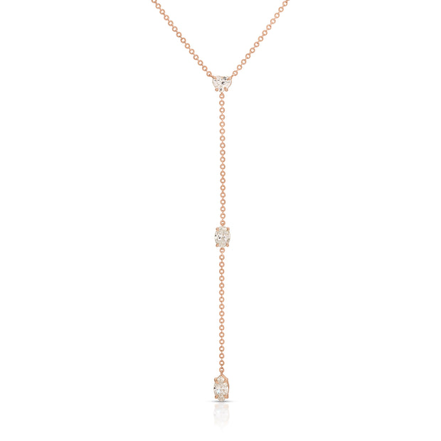 SHORT LARIAT WITH HEART, OVAL AND MARQUISE DIAMONDS