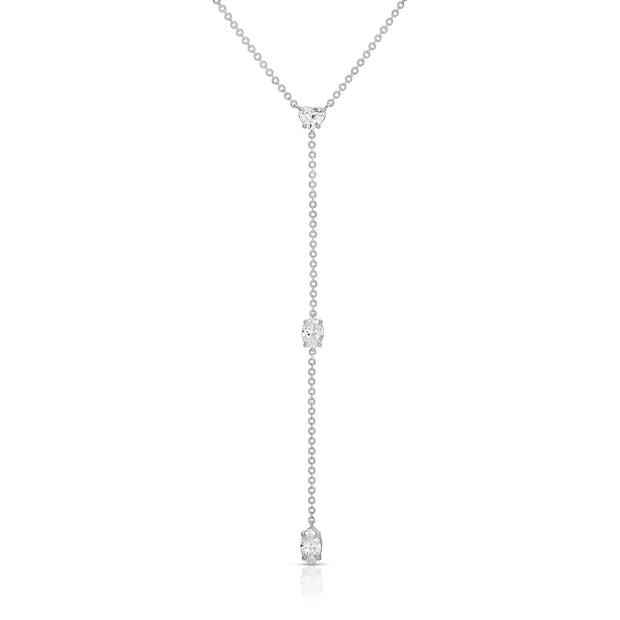 SHORT LARIAT WITH HEART, OVAL AND MARQUISE DIAMONDS