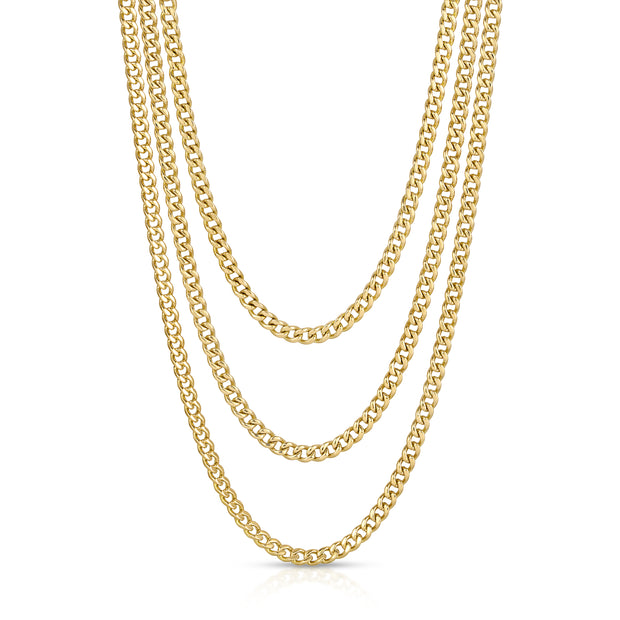 THREE LAYERED CHAIN CUBAN LINK NECKLACE