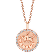 TAURUS ZODIAC COIN PENDANT WITH DIAMOND FRAME