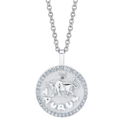 TAURUS ZODIAC COIN PENDANT WITH DIAMOND FRAME