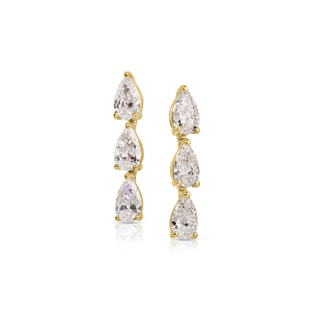 THREE PEAR DIAMOND DOT STUDS