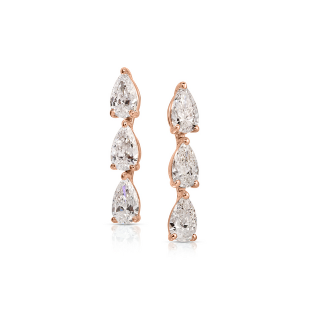 THREE PEAR DIAMOND DOT STUDS