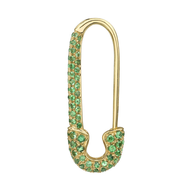 TSAVORITE SAFETY PIN EARRING