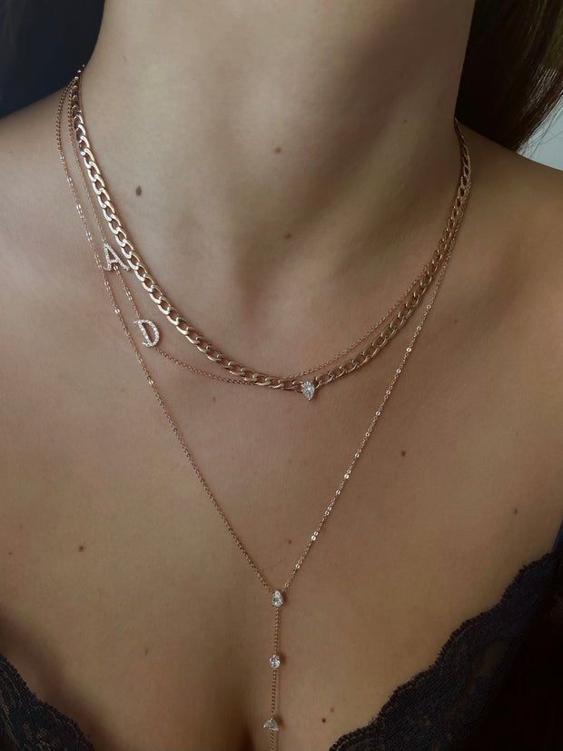 DOUBLE DIAMOND INITIAL NECKLACE
