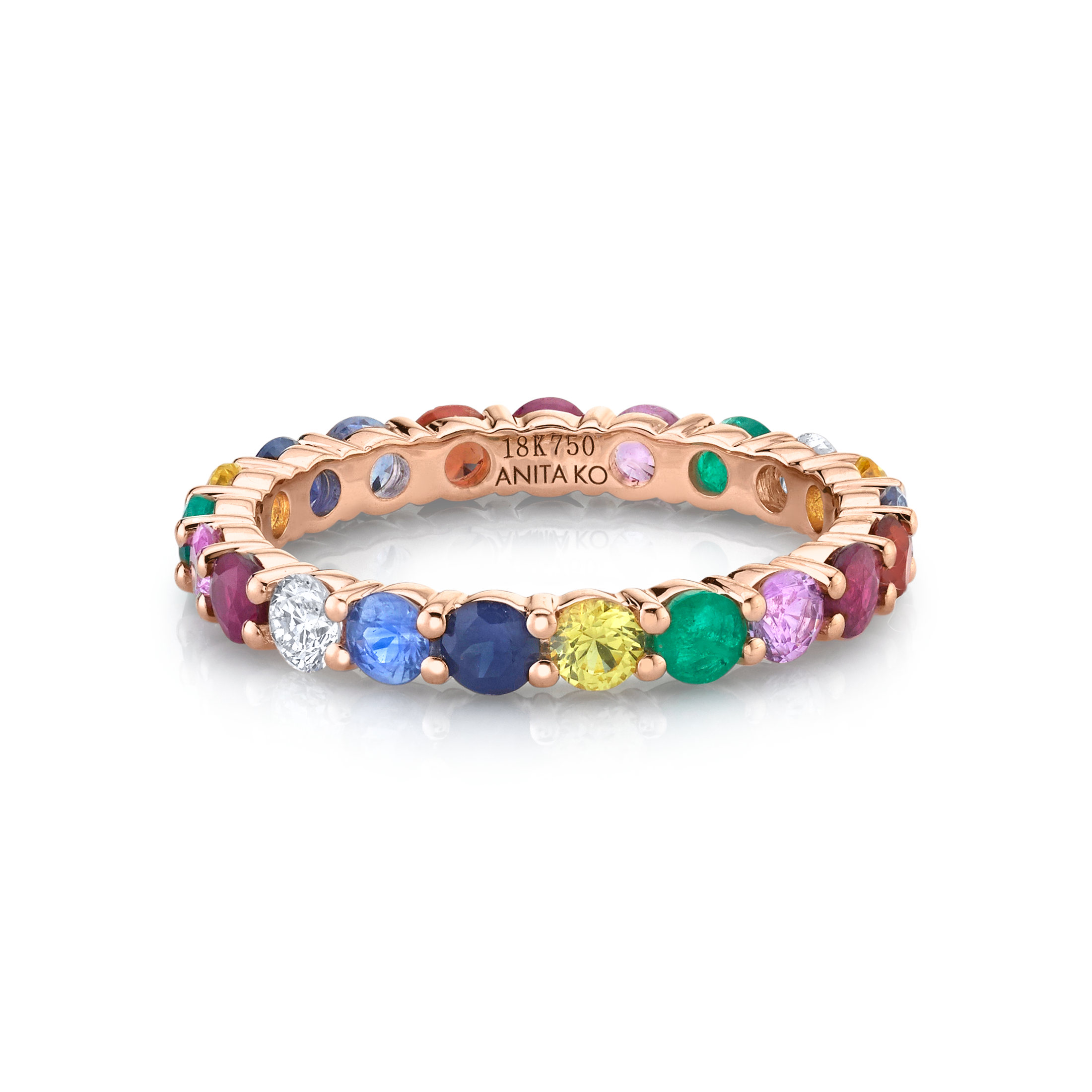 MULTI-COLORED GEMSTONE AND DIAMOND ETERNITY BAND – Anita Ko