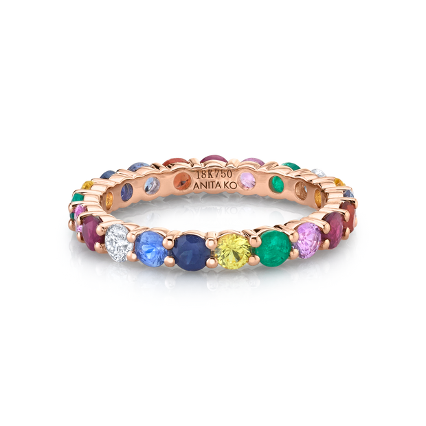 MULTI COLORED GEMSTONE AND DIAMOND ETERNITY BAND Anita Ko