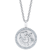 VIRGO ZODIAC COIN PENDANT WITH DIAMOND FRAME