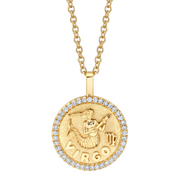 VIRGO ZODIAC COIN PENDANT WITH DIAMOND FRAME