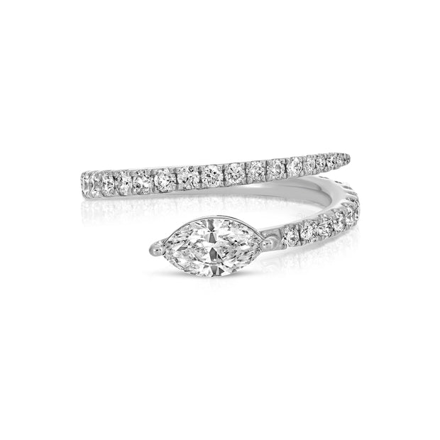 TWO ROW DIAMOND COIL RING WITH MARQUISE DIAMOND