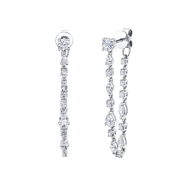 LONG MULTI SHAPED DIAMOND LOOP EARRINGS – Anita Ko