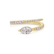 TWO ROW DIAMOND COIL RING WITH MARQUISE DIAMOND