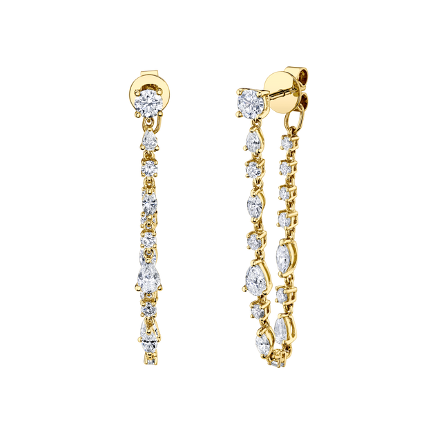 anita ko LONG MULTI SHAPED DIAMOND LOOP EARRINGS