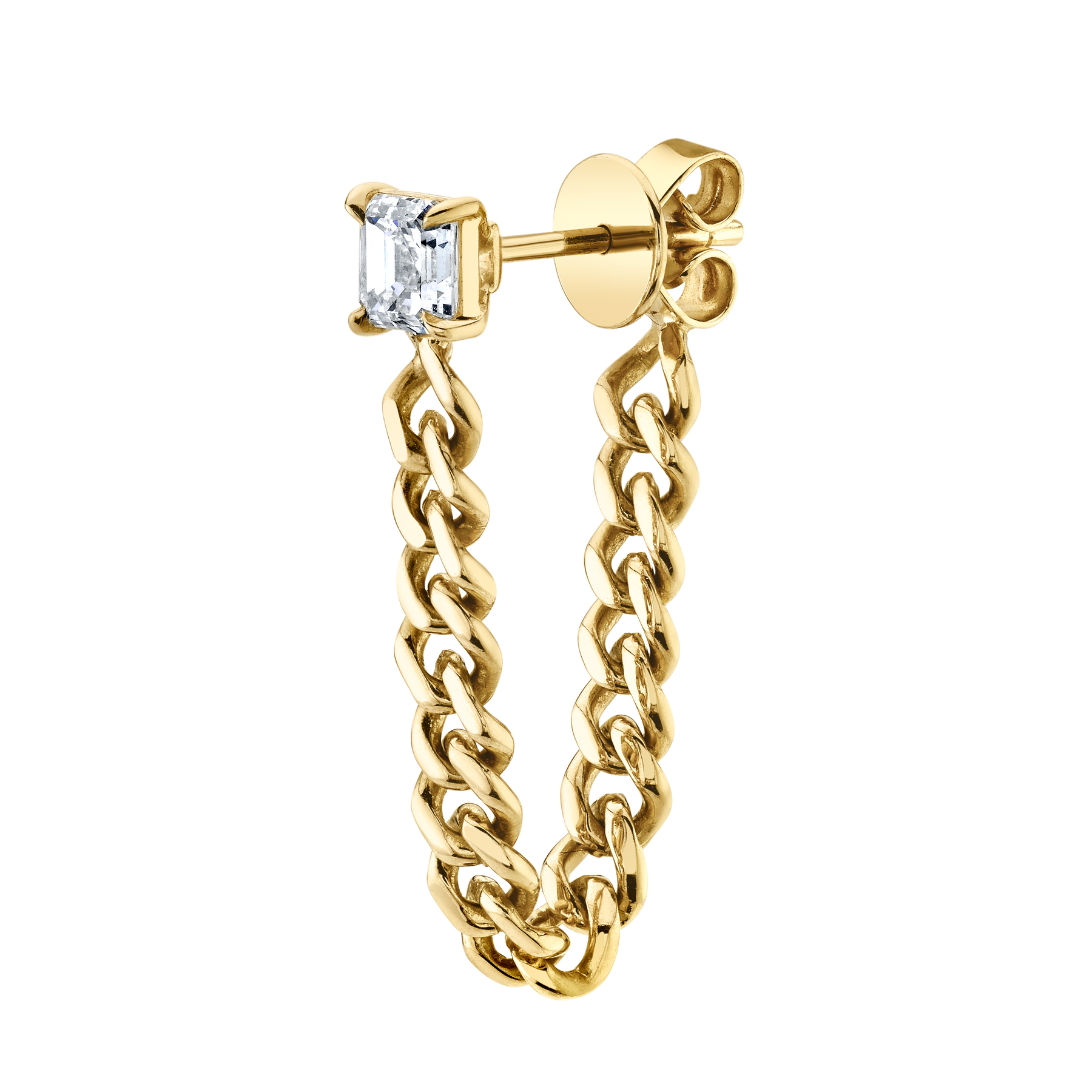 ASSCHER CUT DIAMOND CUBAN LINK LOOP EARRING – Anita Ko