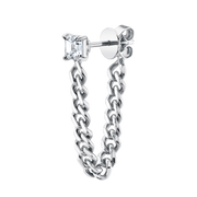 ASSCHER CUT DIAMOND CUBAN LINK LOOP EARRING