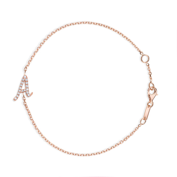 Letter K Rose Gold Diamond Bracelet