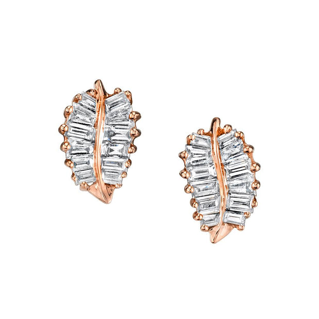 SMALL DIAMOND PALM LEAF STUDS