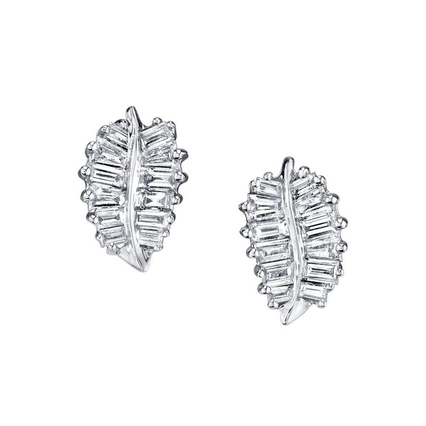 SMALL DIAMOND PALM LEAF STUDS