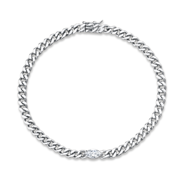Men's Diamond Cuban Link Chain Bracelet in 14K White Gold - Bracelet - Mike Nekta NYC - Nekta New York