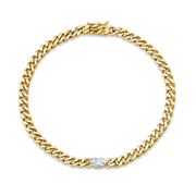 SMALL CUBAN LINK BRACELET WITH MARQUISE DIAMOND CENTER