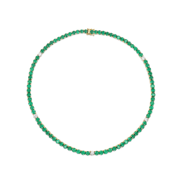 ROUND EMERALD AND DIAMONDS CHOKER