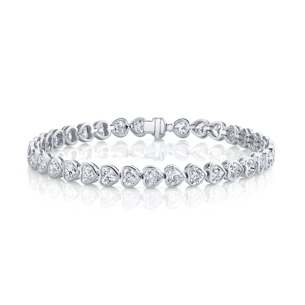 BEZELED HEART DIAMOND TENNIS BRACELET