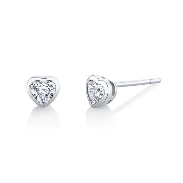 Pie-Cut Heart Diamond Prong Set Classic Stud Earring For Sale at 1stDibs |  pie cut diamond, pie cut jewellery, pie cut diamond earrings