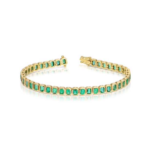 Broad Sterling Silver Emerald Bracelet - Gleam Jewels